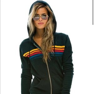 5 STRIPE HOODIE - CHARCOAL